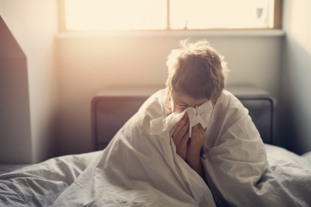 child having a cold, antibiotics