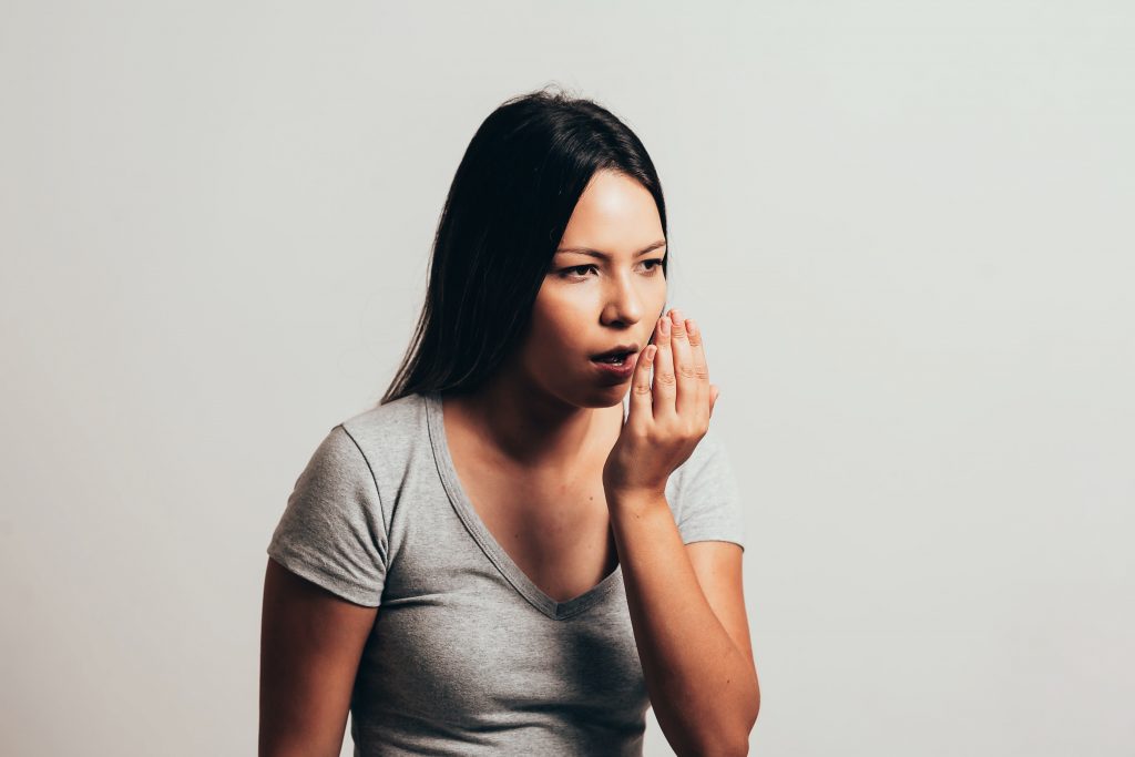 woman with bad breath